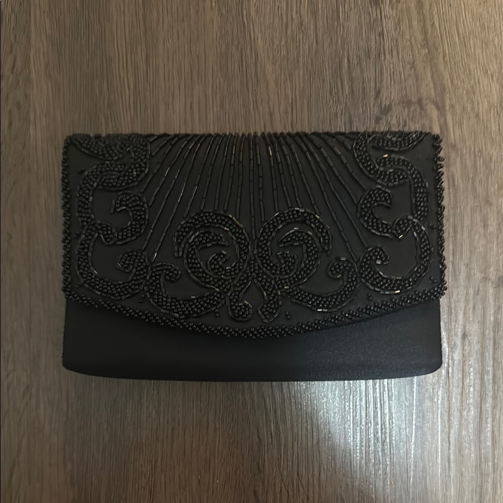 Elegant Black Beaded Clutch